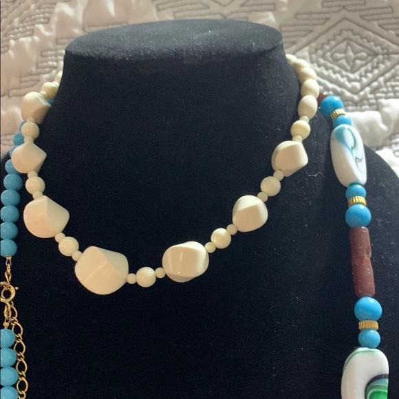 Blue and Gold Necklace with Turquoise Beads and Decorative Elements - Picture 7 of 11